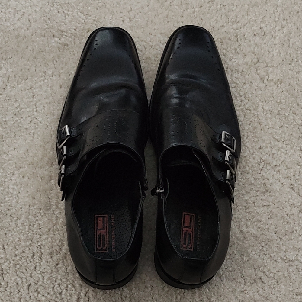Stylish Black Leather Oxfords with Dual Buckle Wore 4 Times
